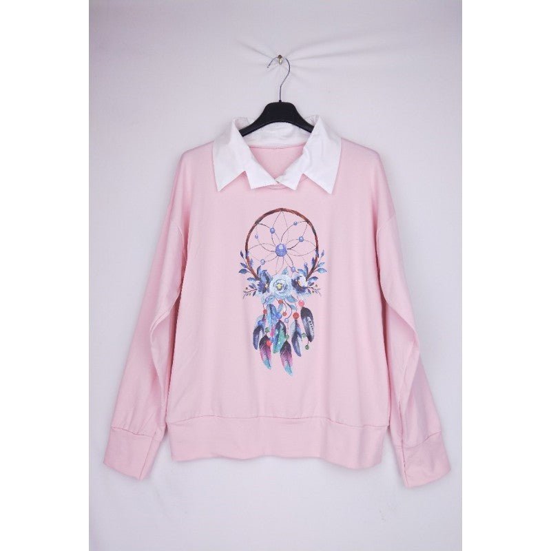 PULL IMPRIMÉ AVEC COL CHEMISE - L'autre mode
