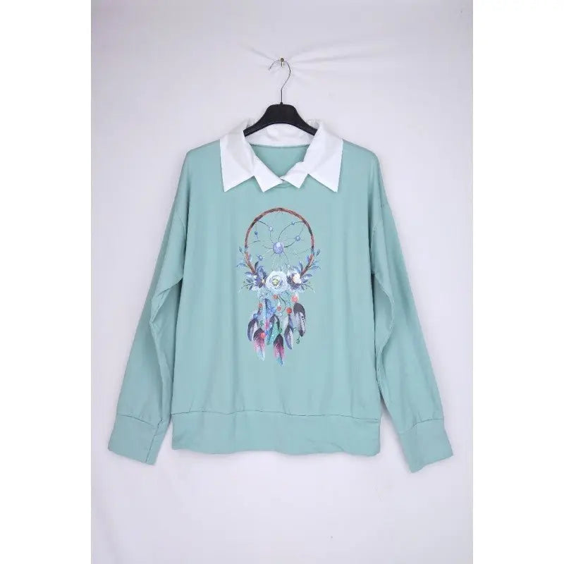 PULL IMPRIMÉ AVEC COL CHEMISE - L'autre mode