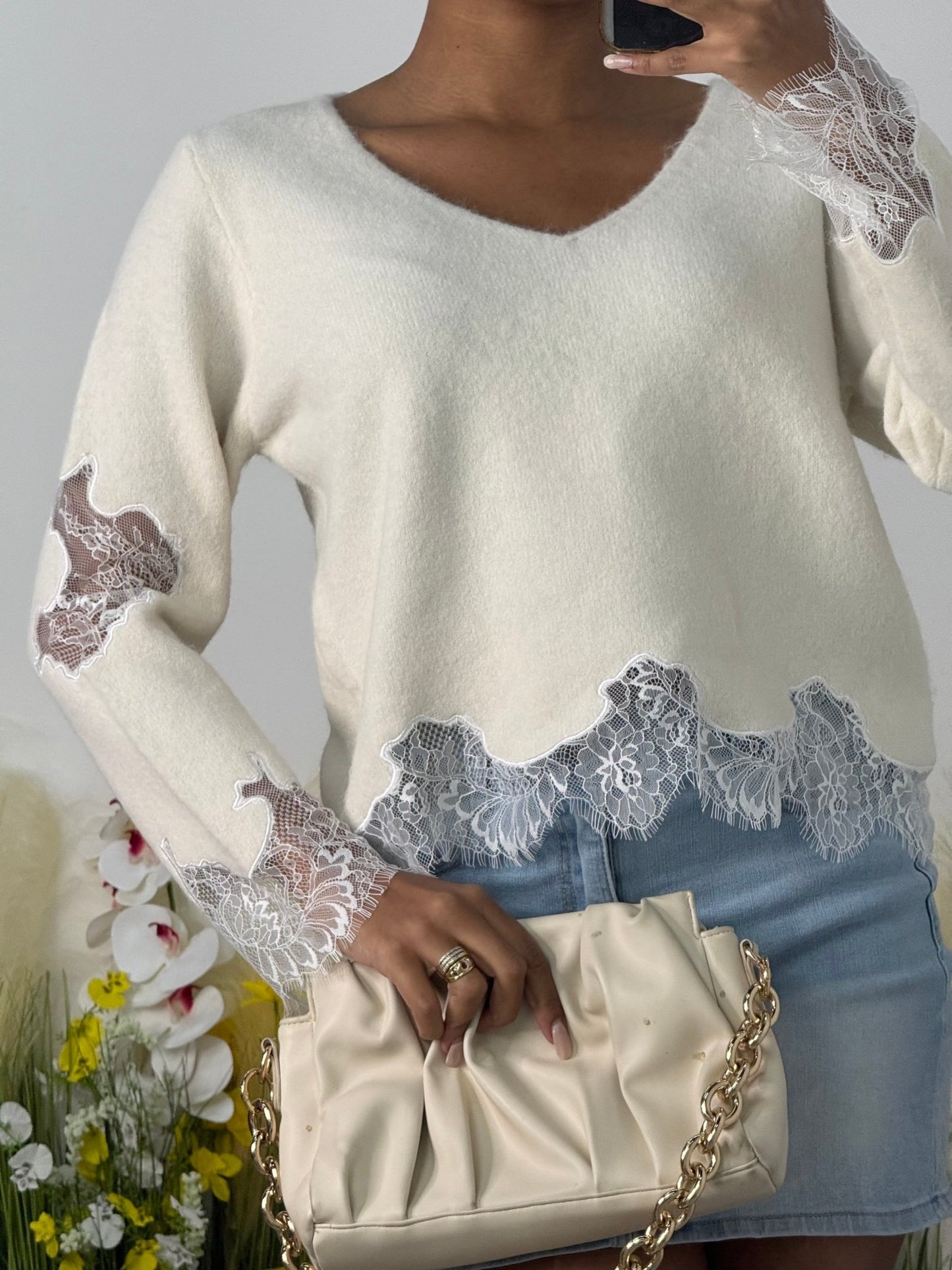 pull mixe de dentelle - L'autre mode