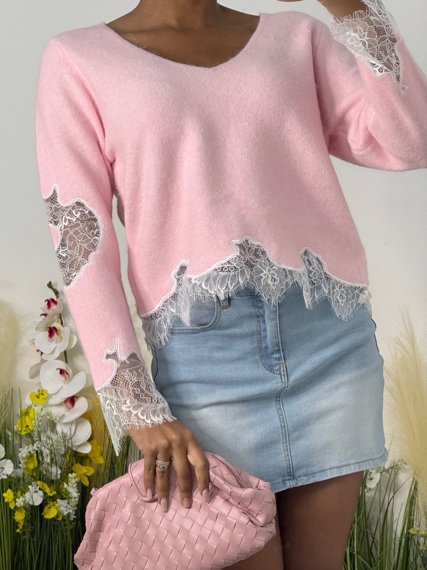 pull mixe de dentelle - L'autre mode