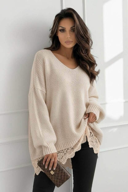 pull oversize avec dentelle - L'autre mode