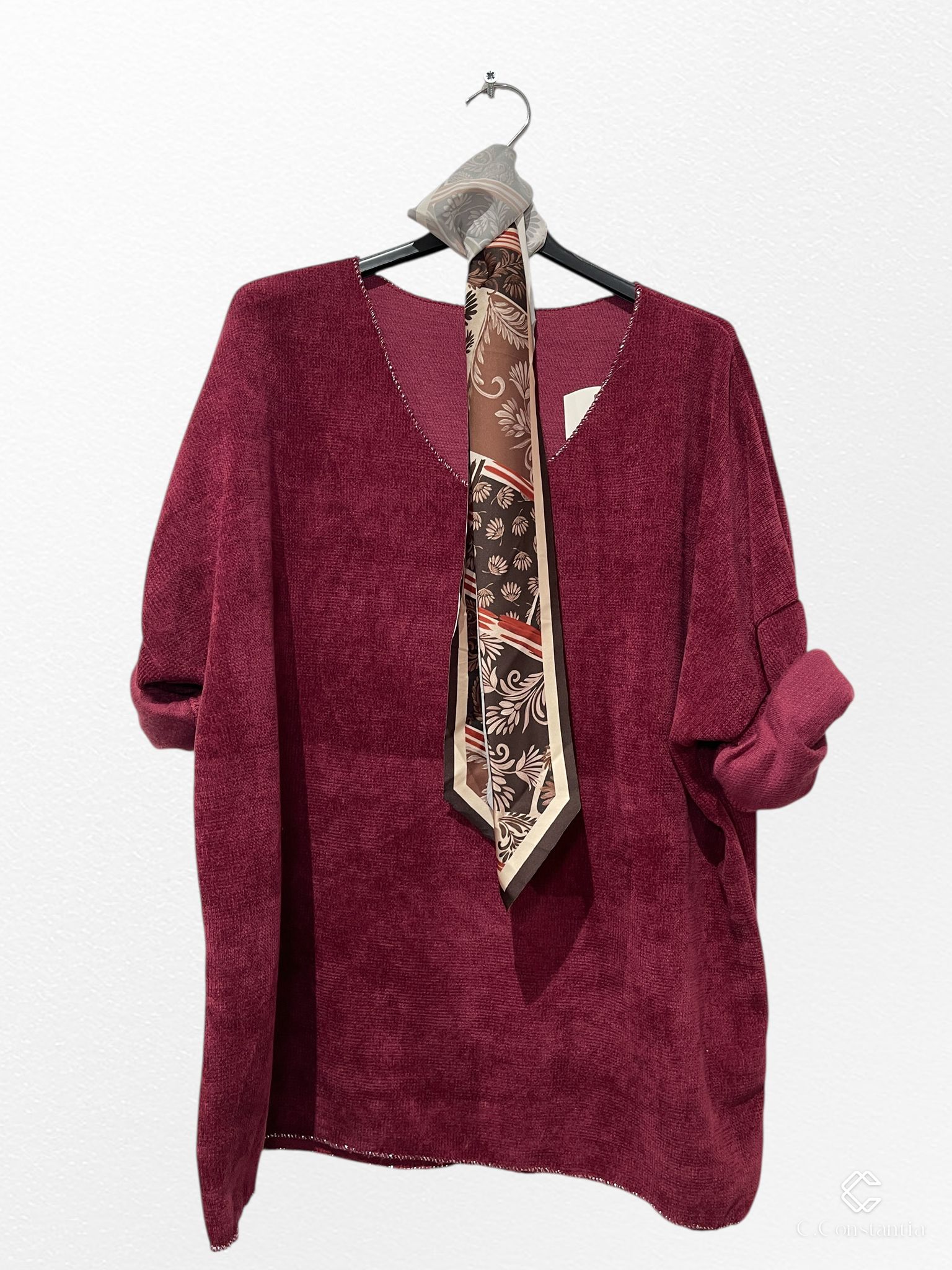 pull velours et son foulard écharpe - L'autre mode