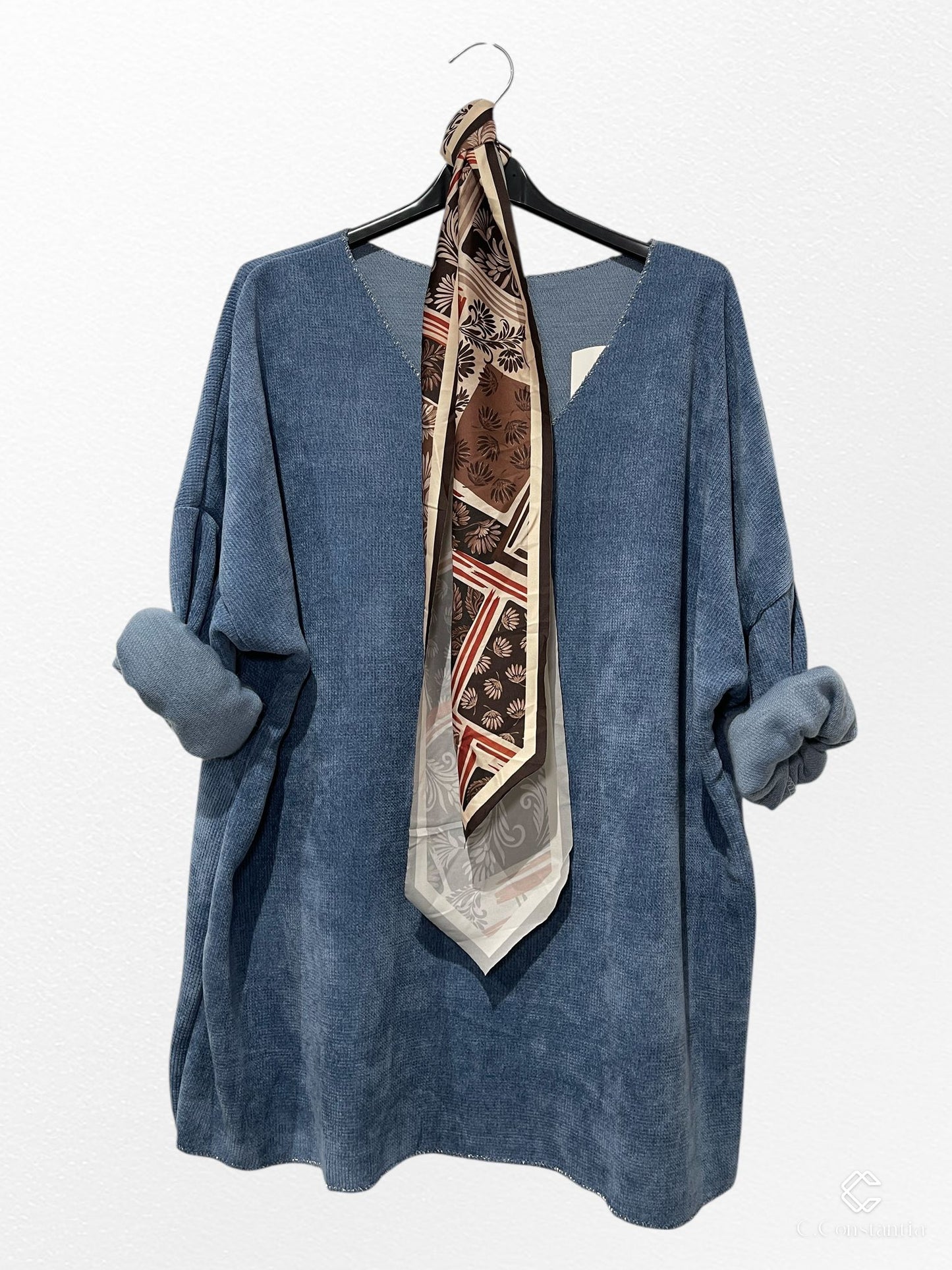 pull velours et son foulard écharpe - L'autre mode