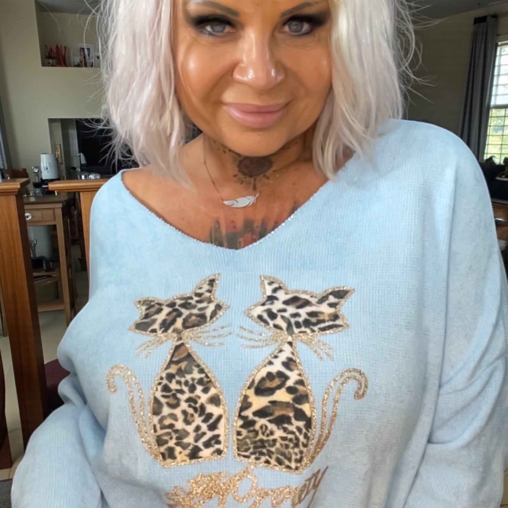 pull velours fin cats - L'autre mode