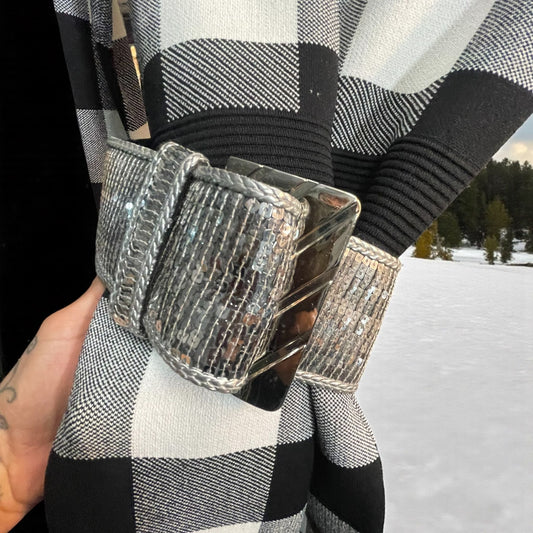 robe en mailles et sa ceinture sequins(petite taille) - L'autre mode