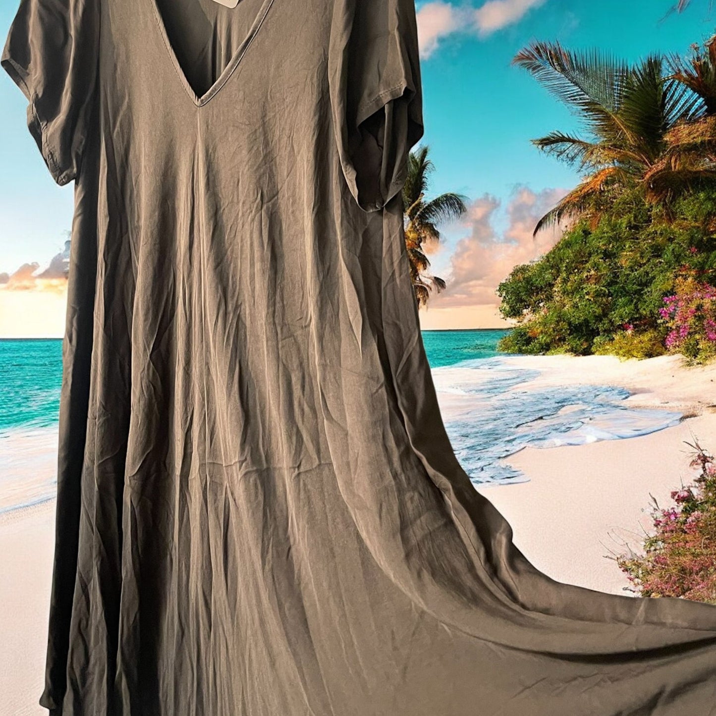 robe viscose avec manches - L'autre mode