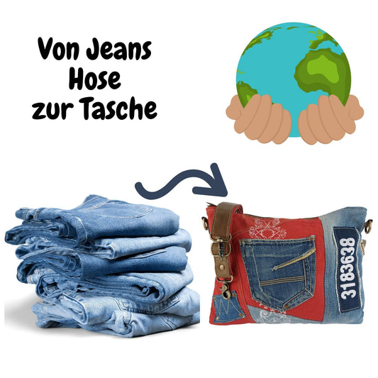 Sac à bandoulière durable Sunsa rouge et bleu en jean - L'autre mode