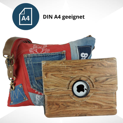 Sac à bandoulière durable Sunsa rouge et bleu en jean - L'autre mode