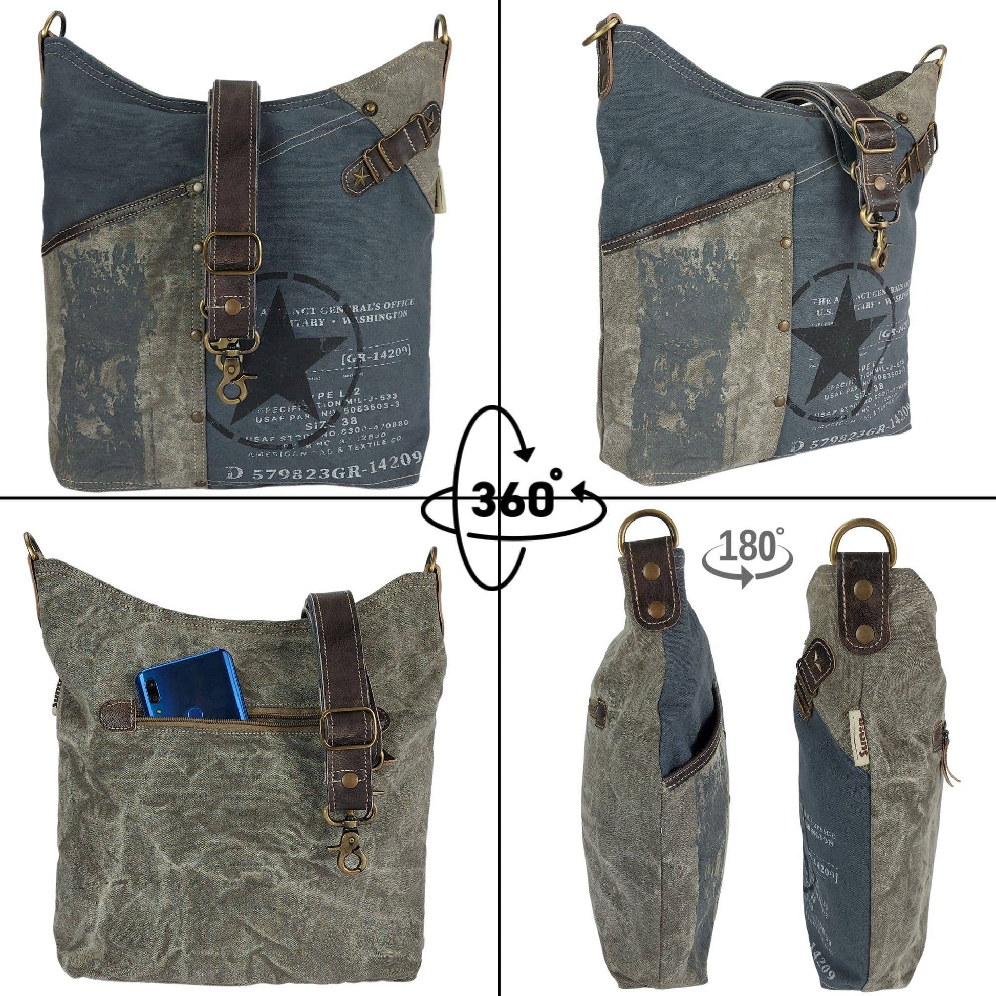 Sac à bandoulière en toile style vintage general's office - L'autre mode