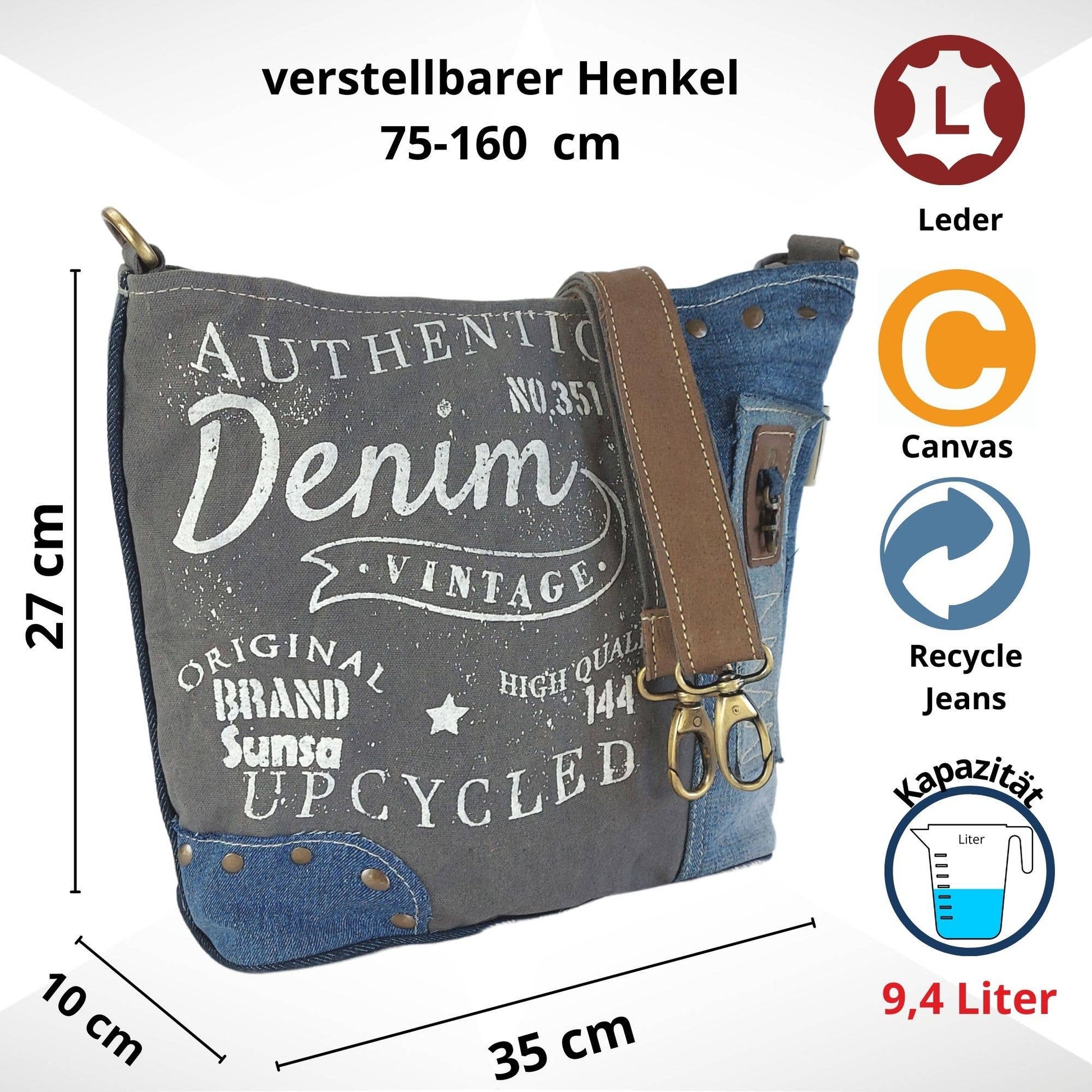 Sac à bandoulière Sunsa authentic denim - L'autre mode