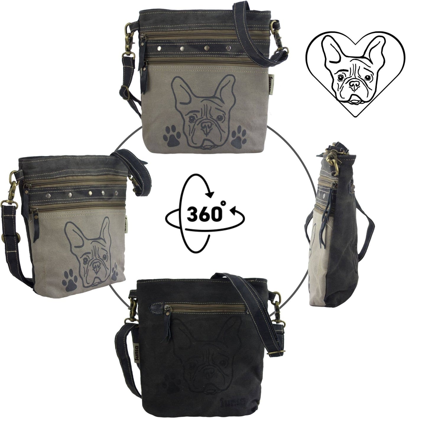 Sac à bandoulière Sunsa en toile à motif de chien - L'autre mode