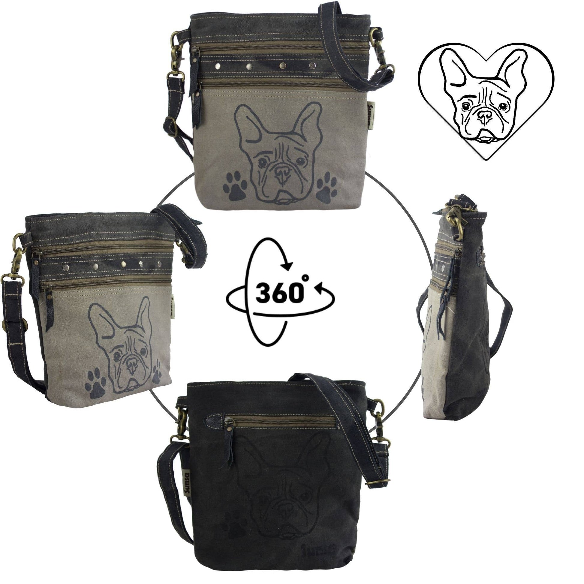 Sac à bandoulière Sunsa en toile à motif de chien - L'autre mode