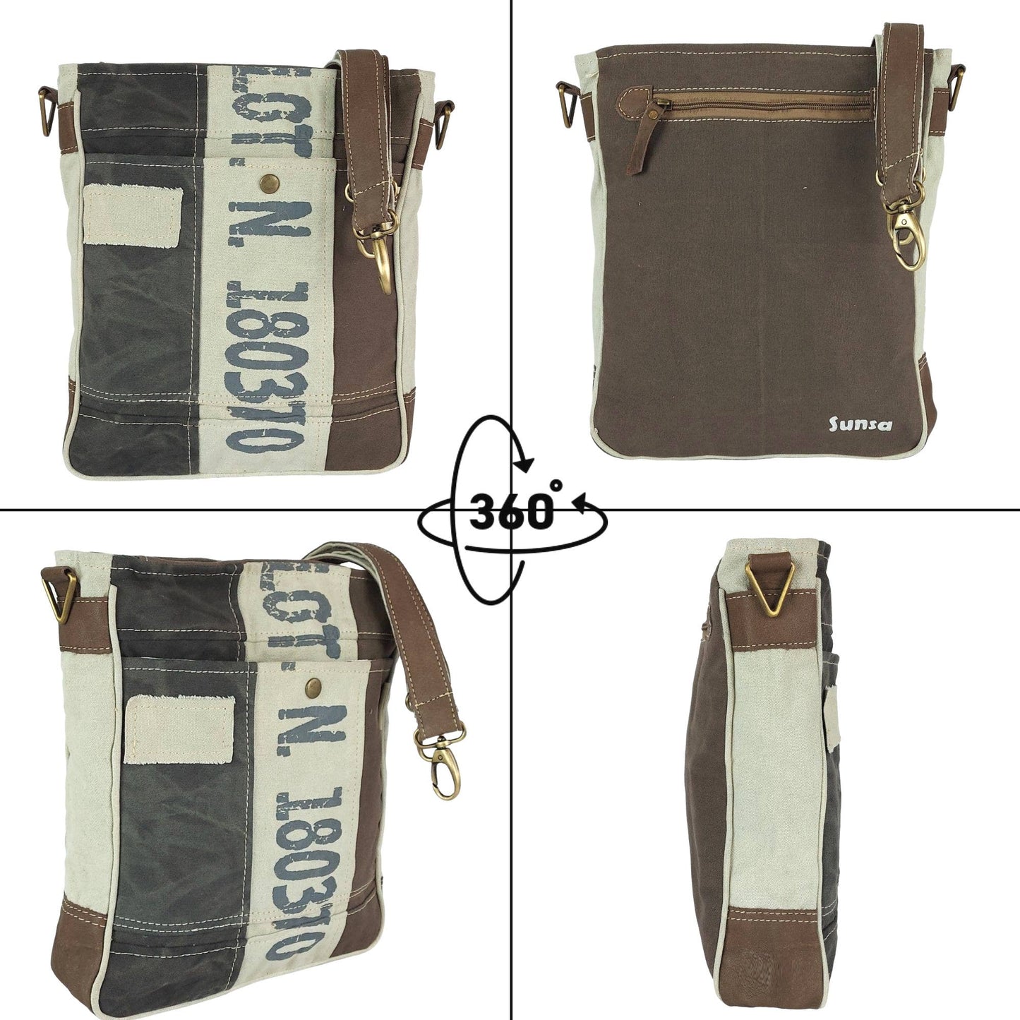 Sac à bandoulière Sunsa en toile vintage quadra - L'autre mode