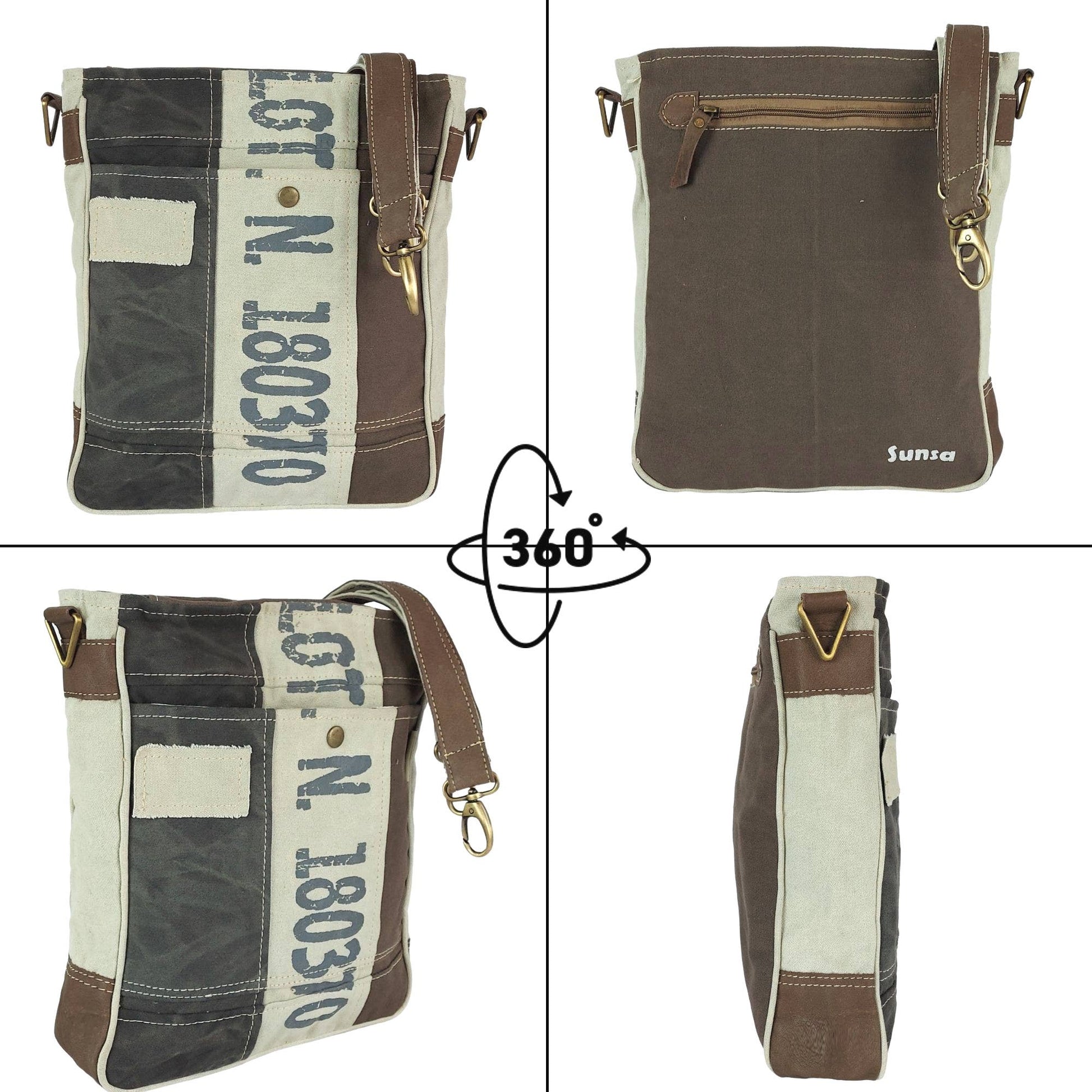 Sac à bandoulière Sunsa en toile vintage quadra - L'autre mode