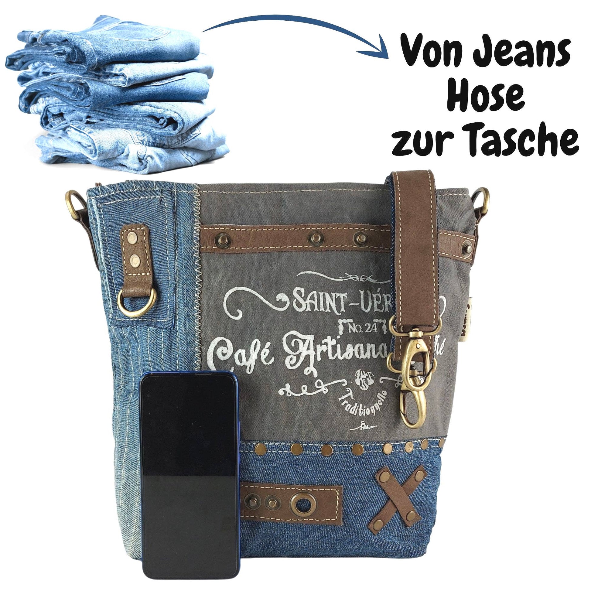 Sac à bandoulière Sunsea en jean vintage saint - véran - L'autre mode