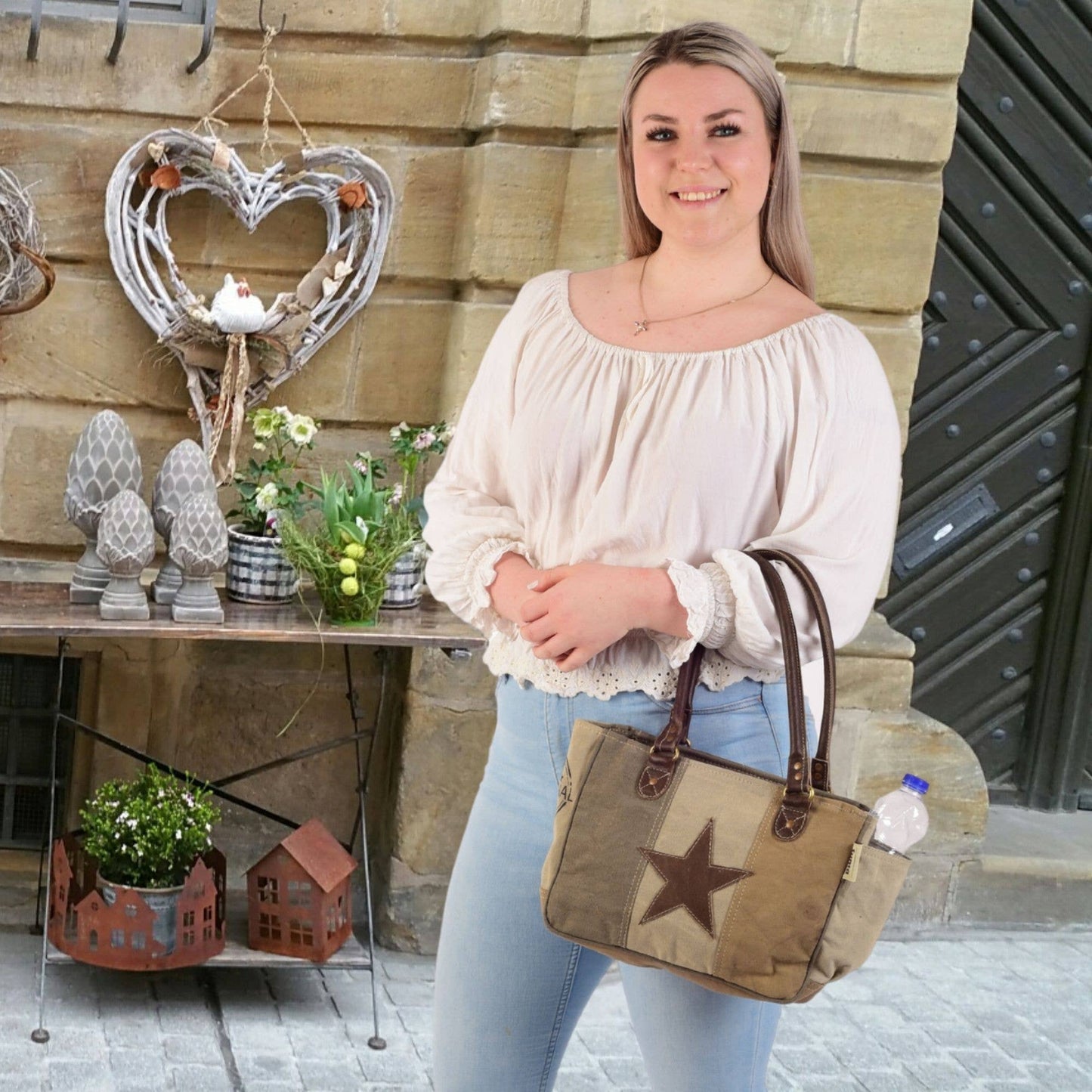 Sac à main Sunsa en toile vintage motif étoile - L'autre mode