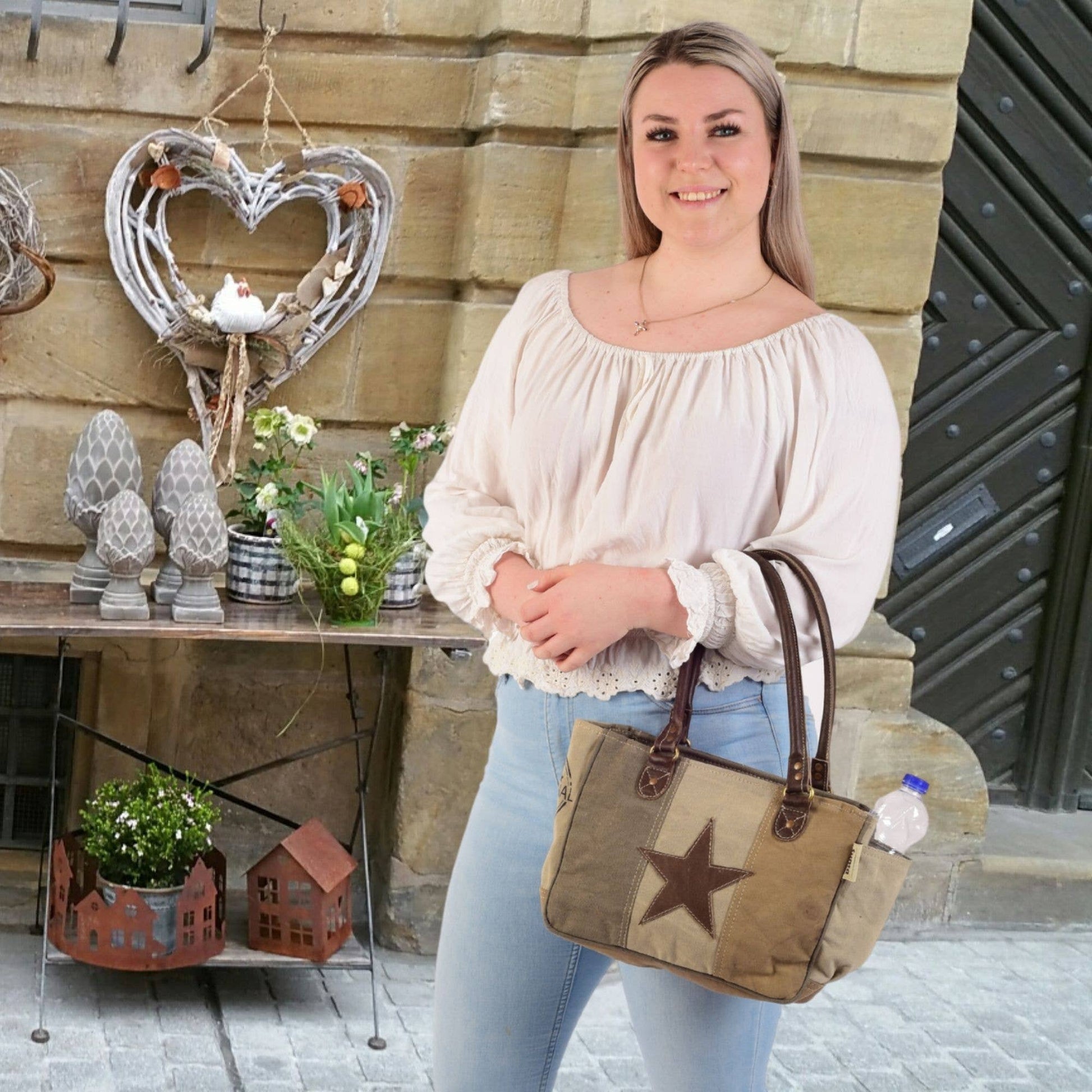 Sac à main Sunsa en toile vintage motif étoile - L'autre mode