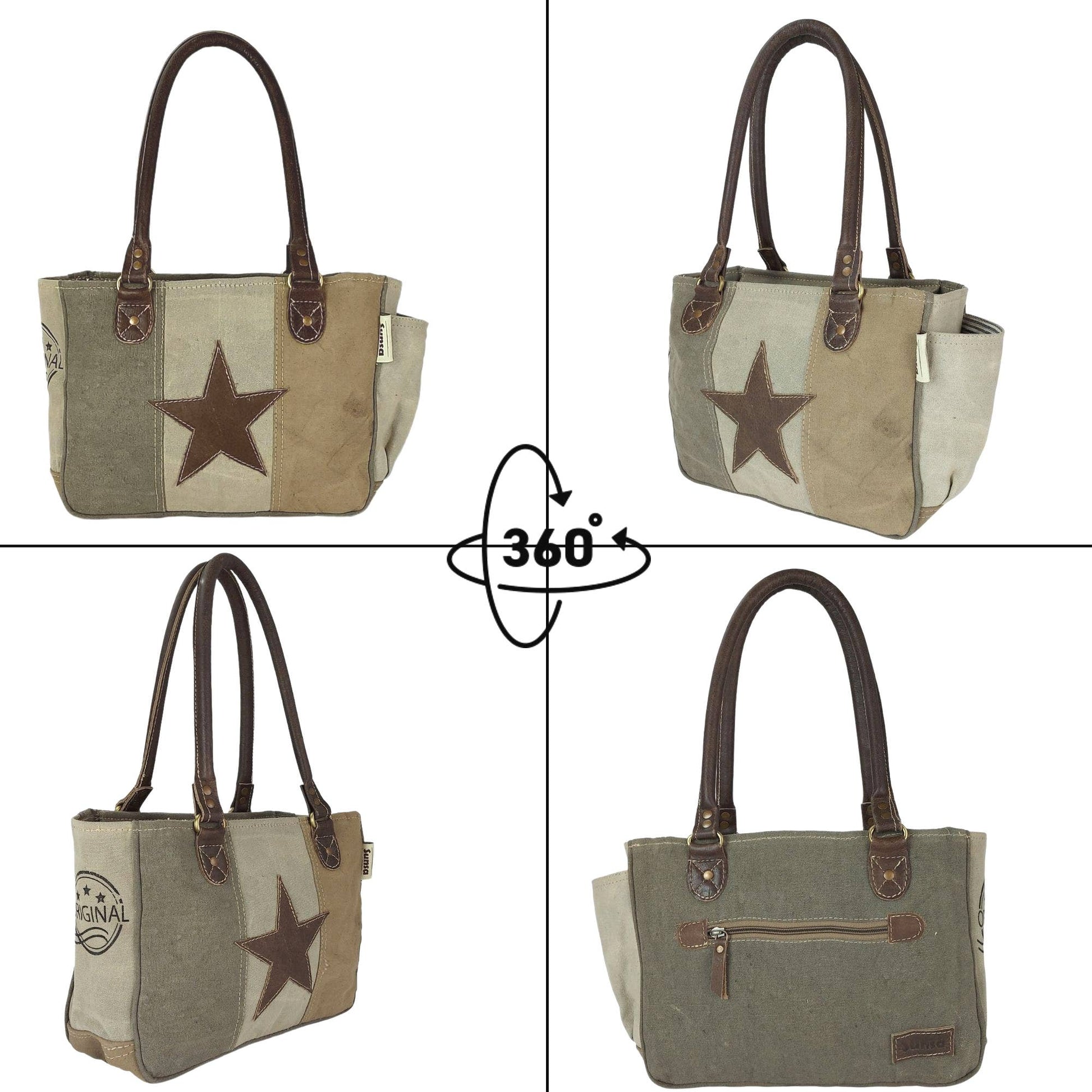 Sac à main Sunsa en toile vintage motif étoile - L'autre mode