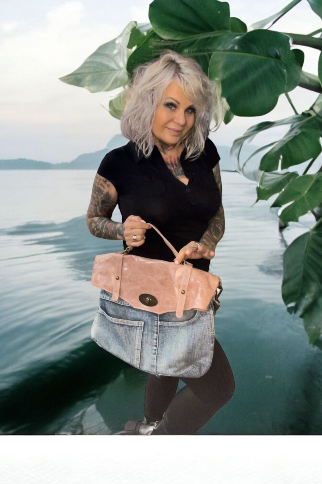 sac jeans duo cuir milano - L'autre mode