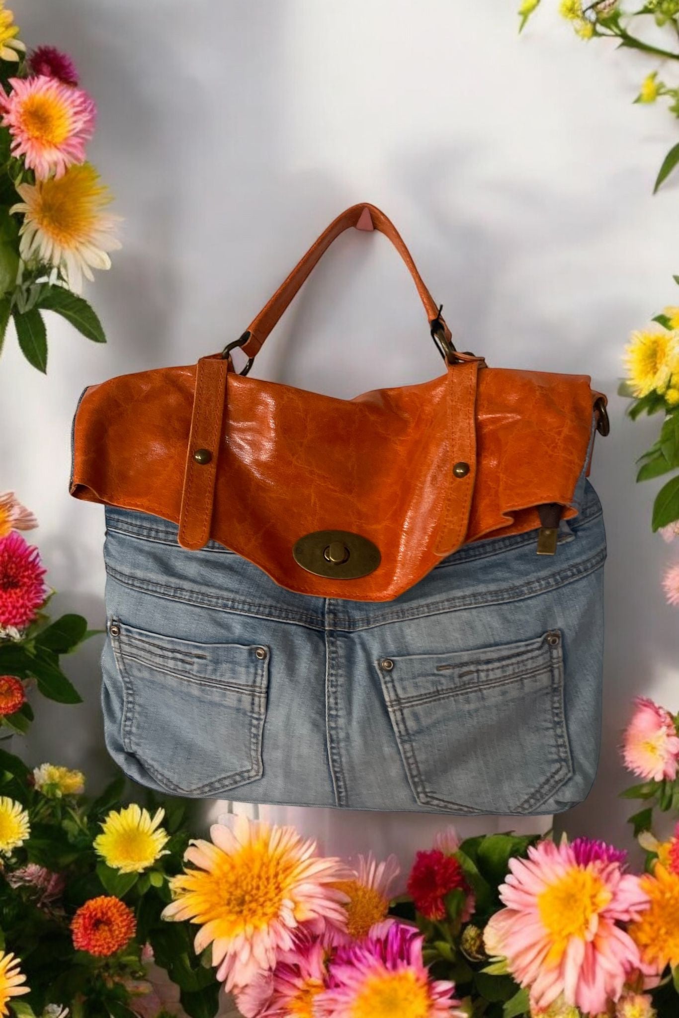 sac jeans duo cuir milano - L'autre mode
