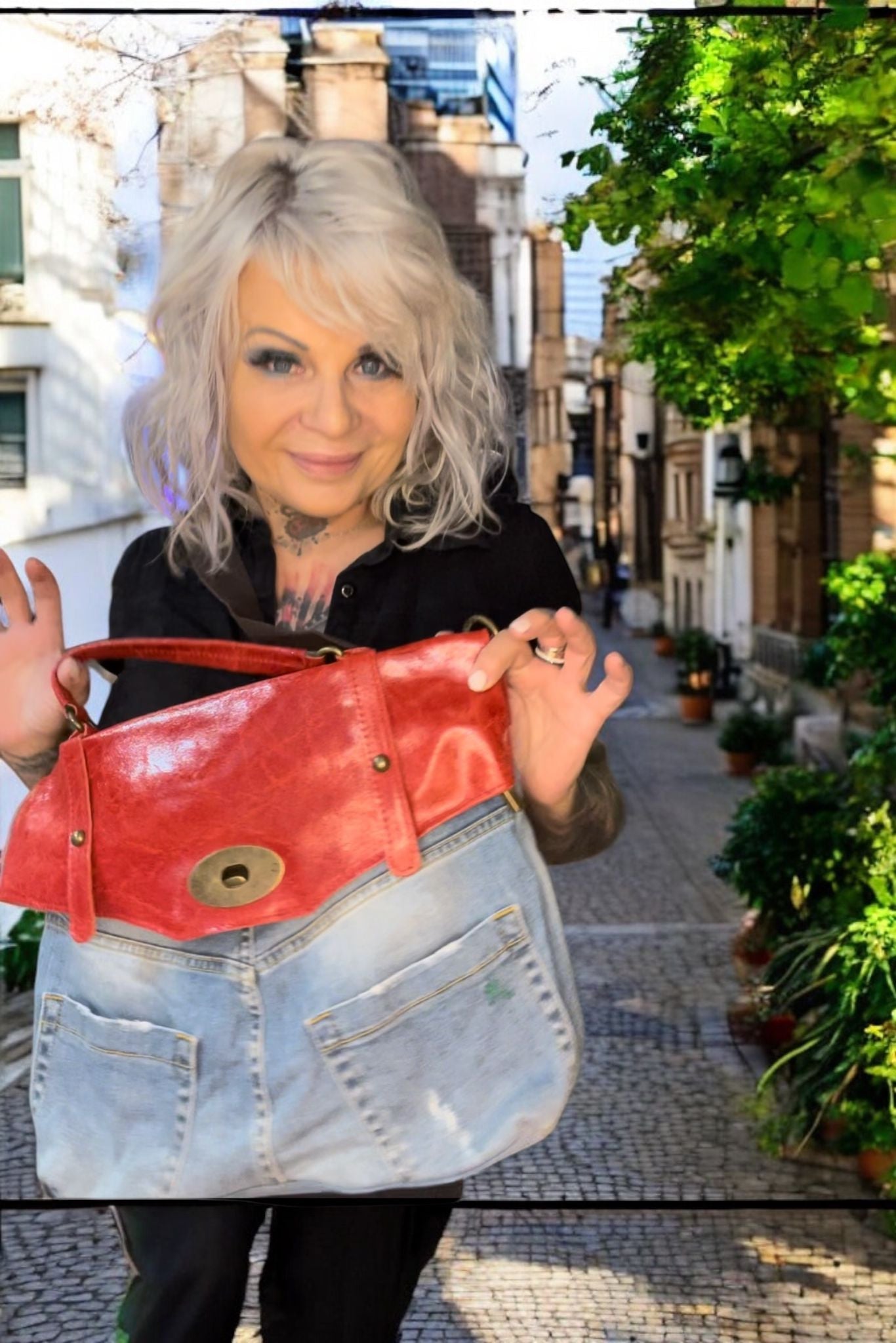 sac jeans duo cuir milano - L'autre mode