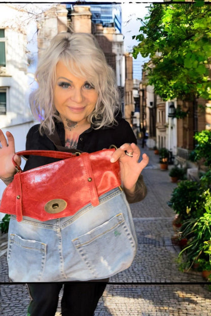 sac jeans duo cuir milano - L'autre mode