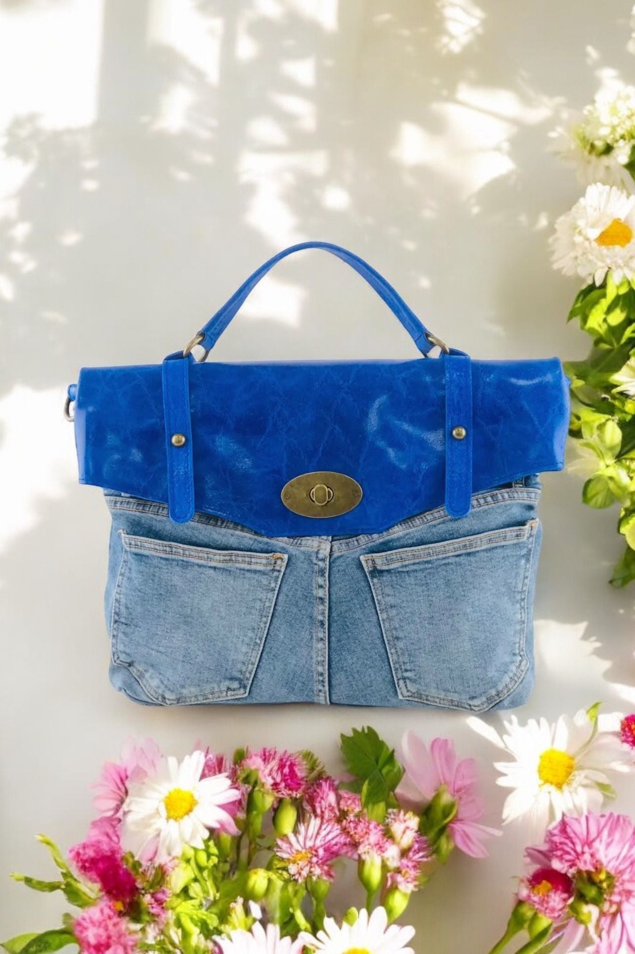 sac jeans duo cuir milano - L'autre mode