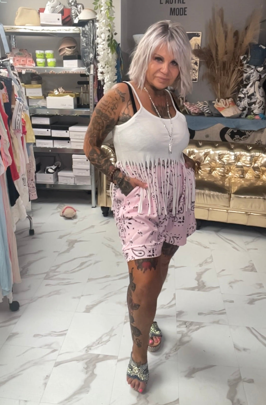 Short bandana( peut se porter en taille haute) - L'autre mode