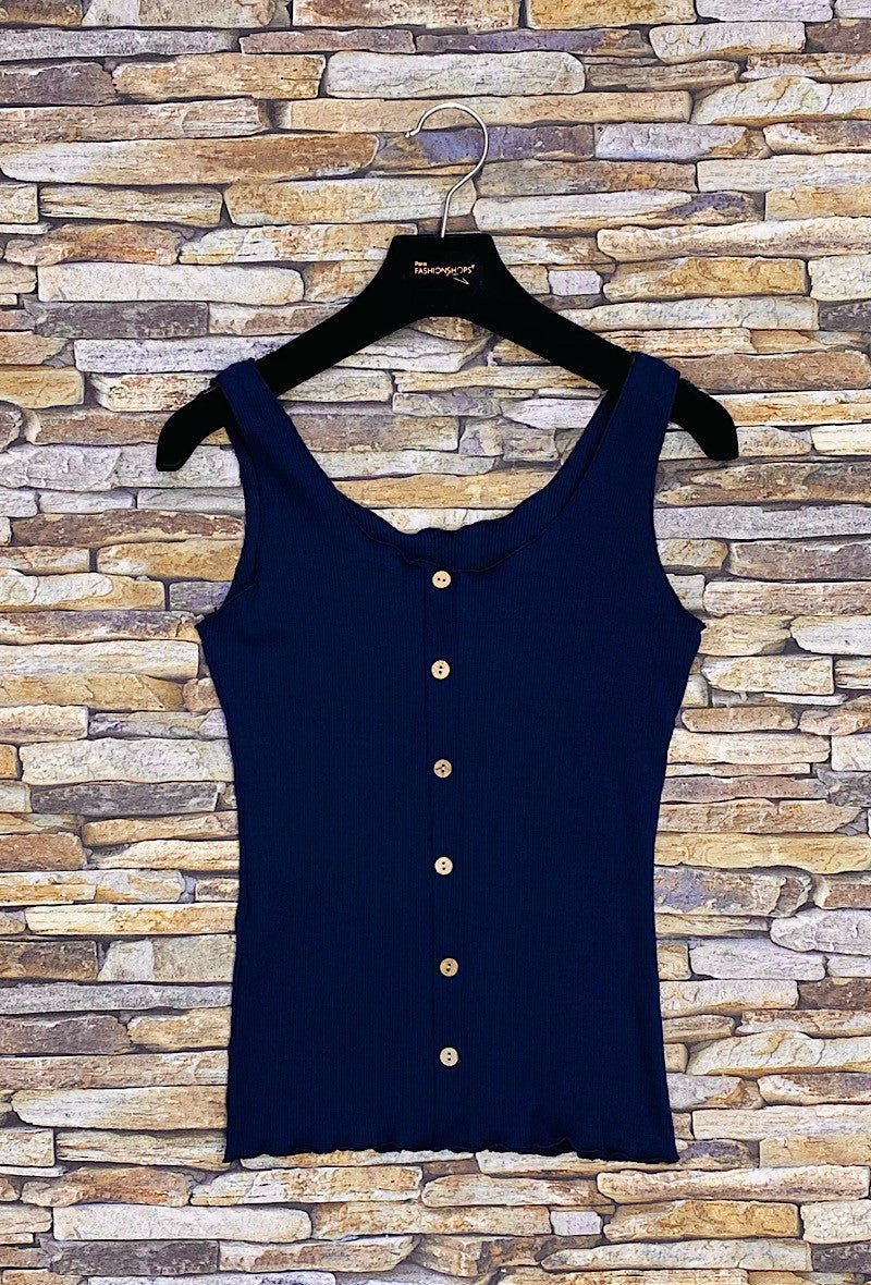 T - SHIRT BASIQUE EN JERSEY COTON CÔTELÉ AVEC BOUTON, DÉTAILS FRONCÉS - L'autre mode