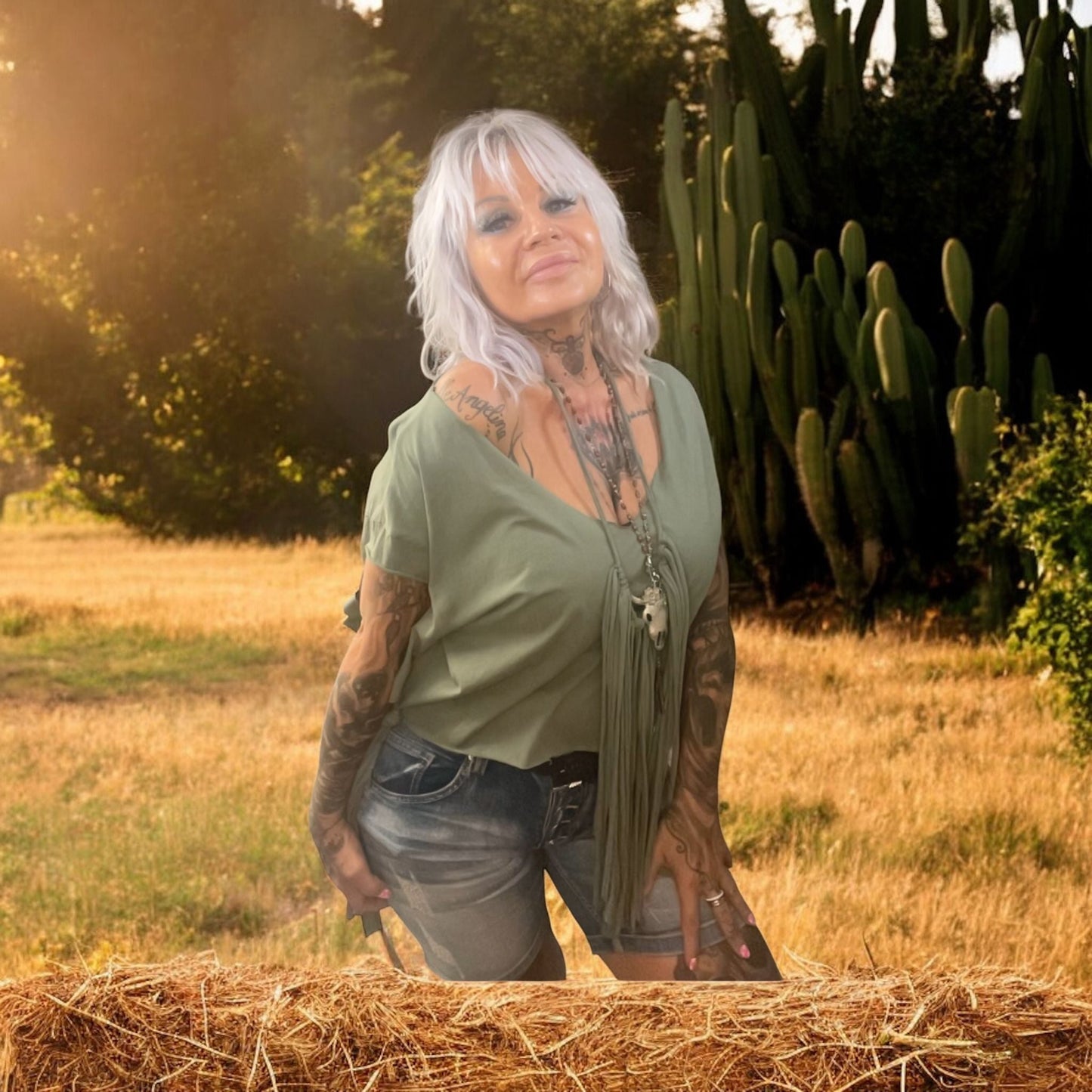 tee shirt crop ibiza et son collier crunchy - L'autre mode