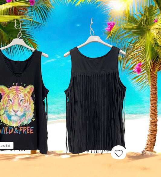 tee shirt top tigre frangefolles - L'autre mode