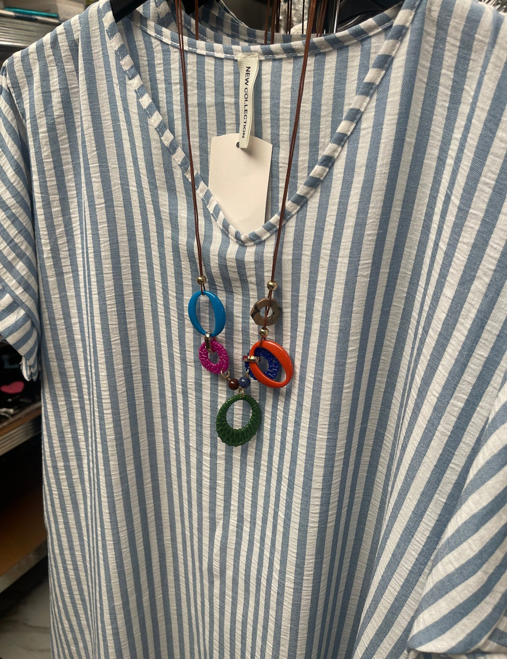 Tunique Robe Rayure Col V À Collier - L'autre mode