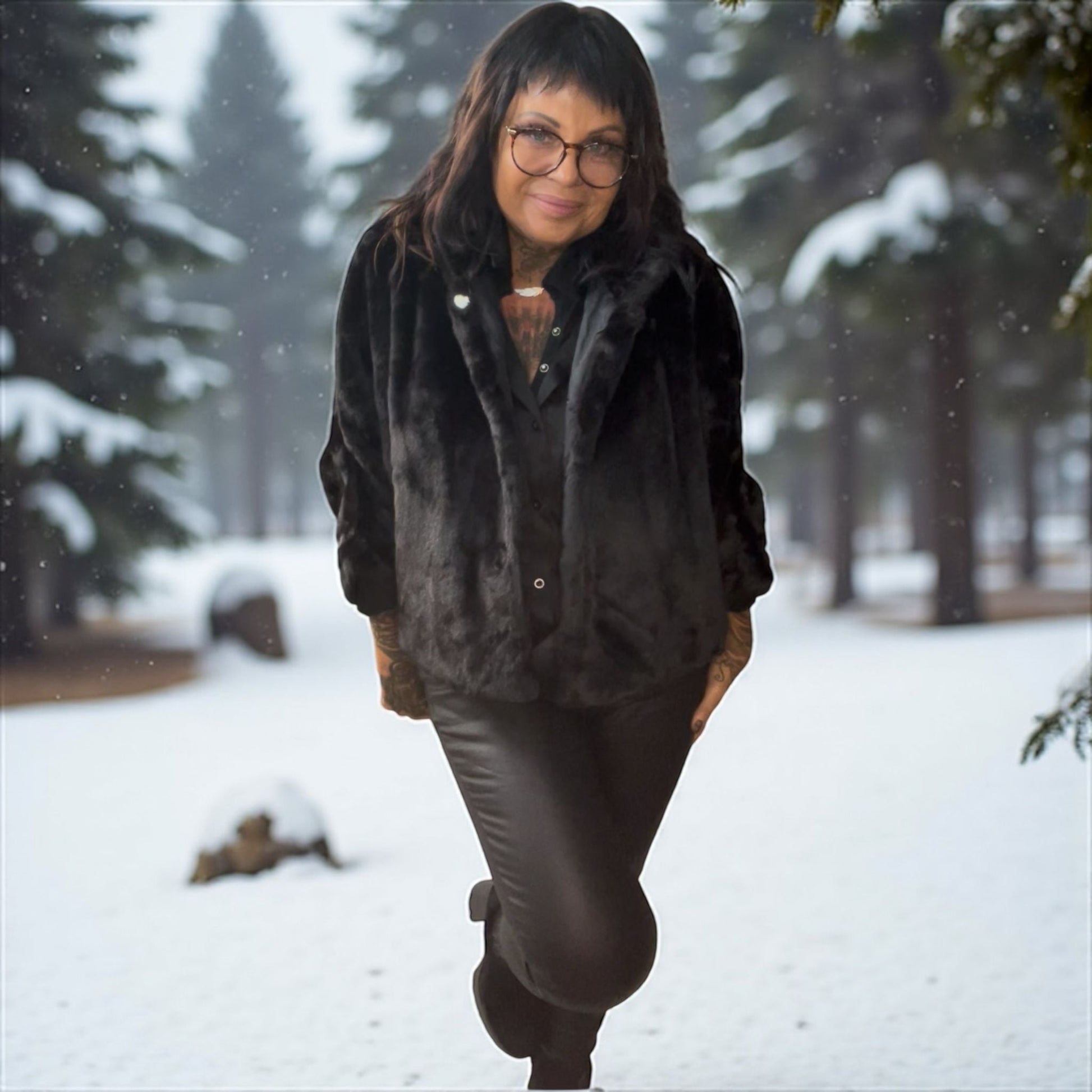 veste cape fausse fourrure - L'autre mode