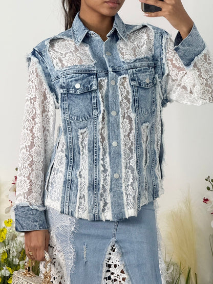 Veste chemise dentelle et jeans - L'autre mode