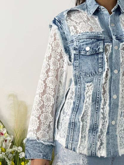 Veste chemise dentelle et jeans - L'autre mode
