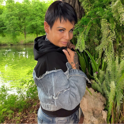 veste courte jeans and sweat - L'autre mode