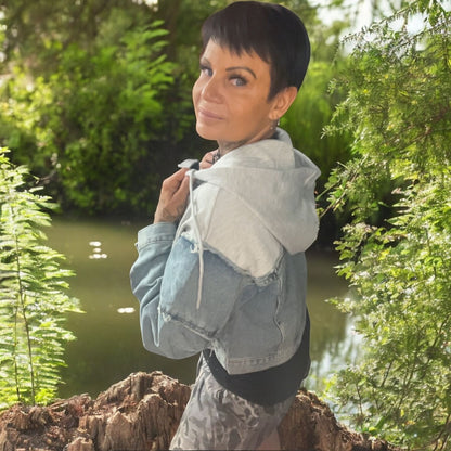 veste courte jeans and sweat - L'autre mode