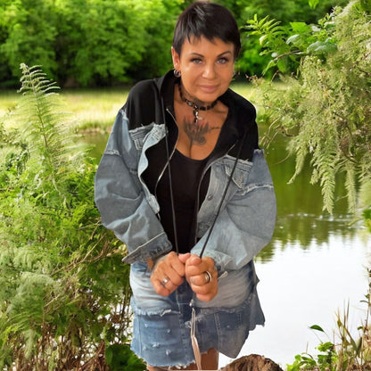 veste courte jeans and sweat - L'autre mode