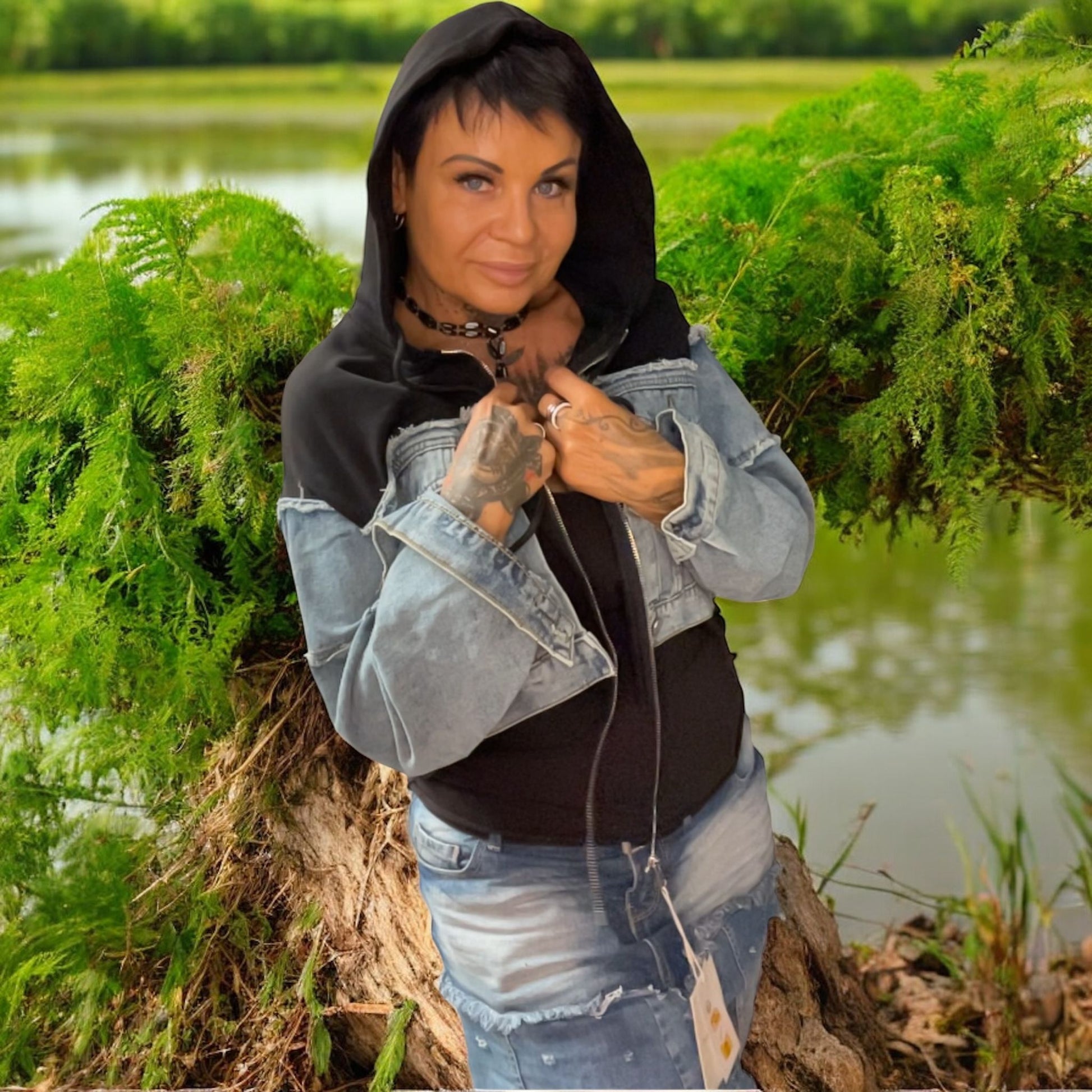 veste courte jeans and sweat - L'autre mode