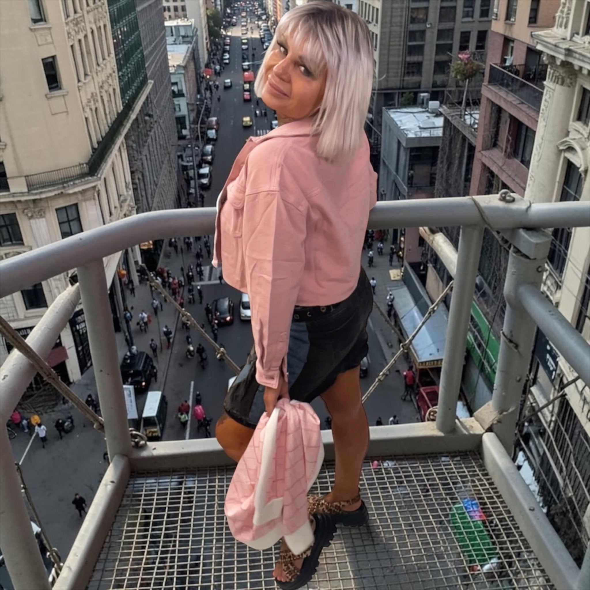 Veste courte jeans rose - L'autre mode