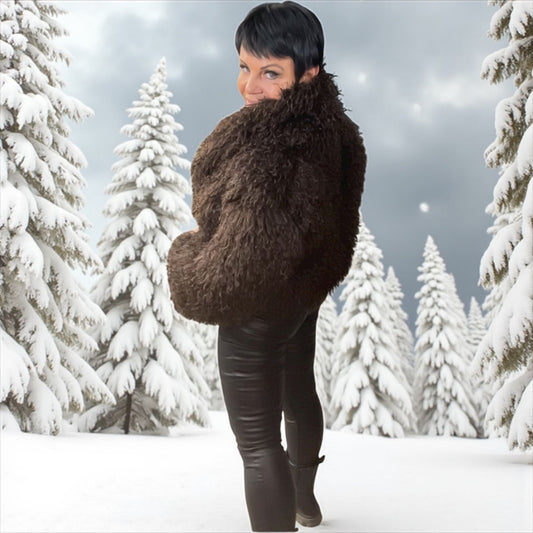 veste courte poils de bouclettes - L'autre mode
