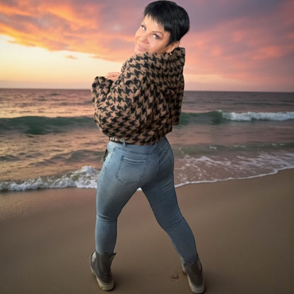 veste courte tirette bijou poulette - L'autre mode