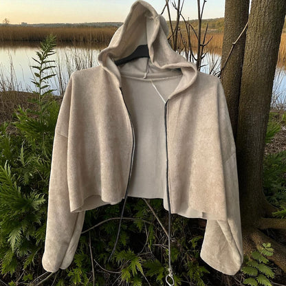 veste courte velours tirette bijou - L'autre mode