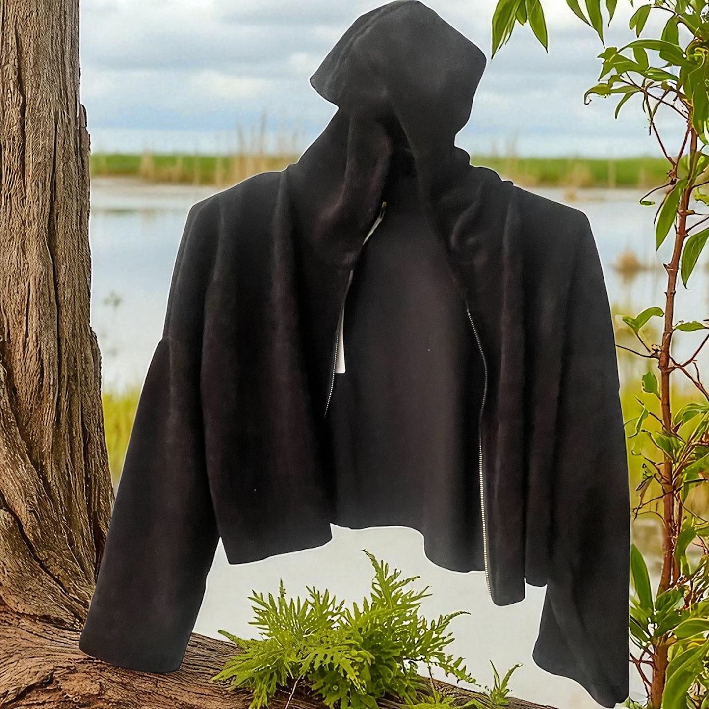 veste courte velours tirette bijou - L'autre mode
