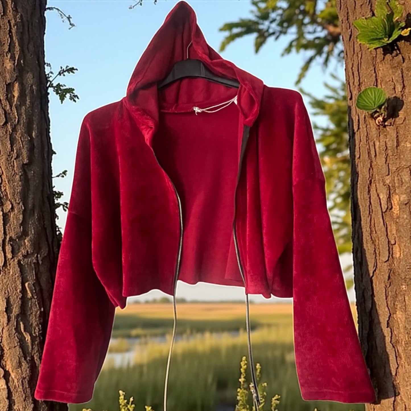 veste courte velours tirette bijou - L'autre mode
