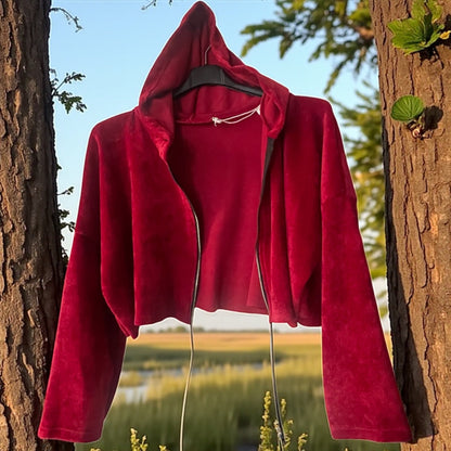 veste courte velours tirette bijou - L'autre mode