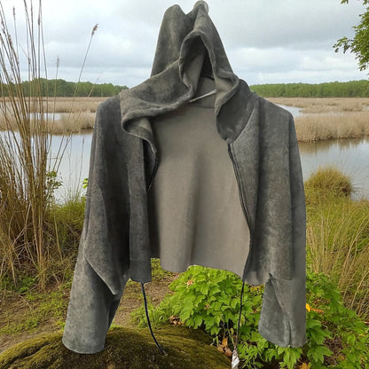 veste courte velours tirette bijou - L'autre mode