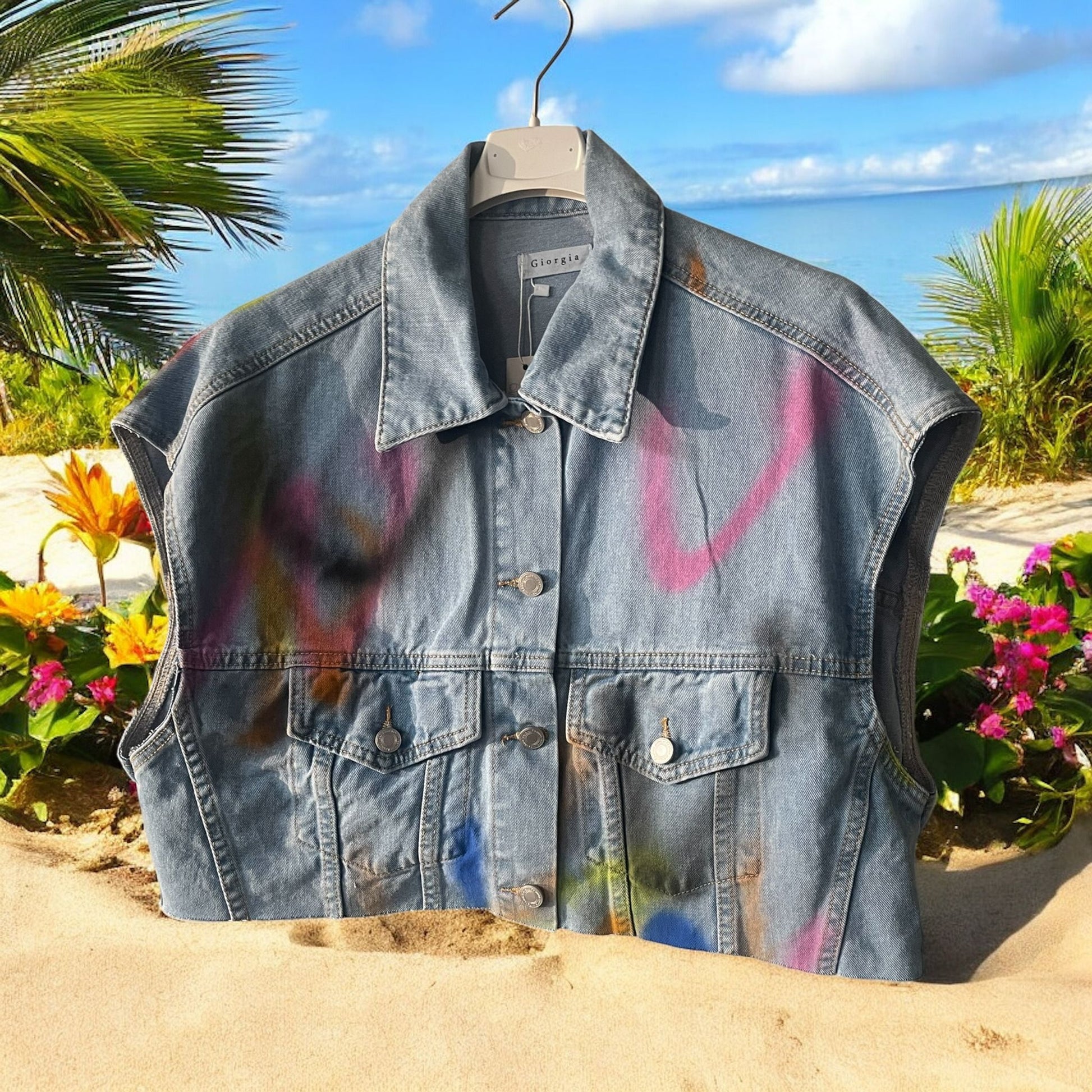 veste jeans colors oversize - L'autre mode