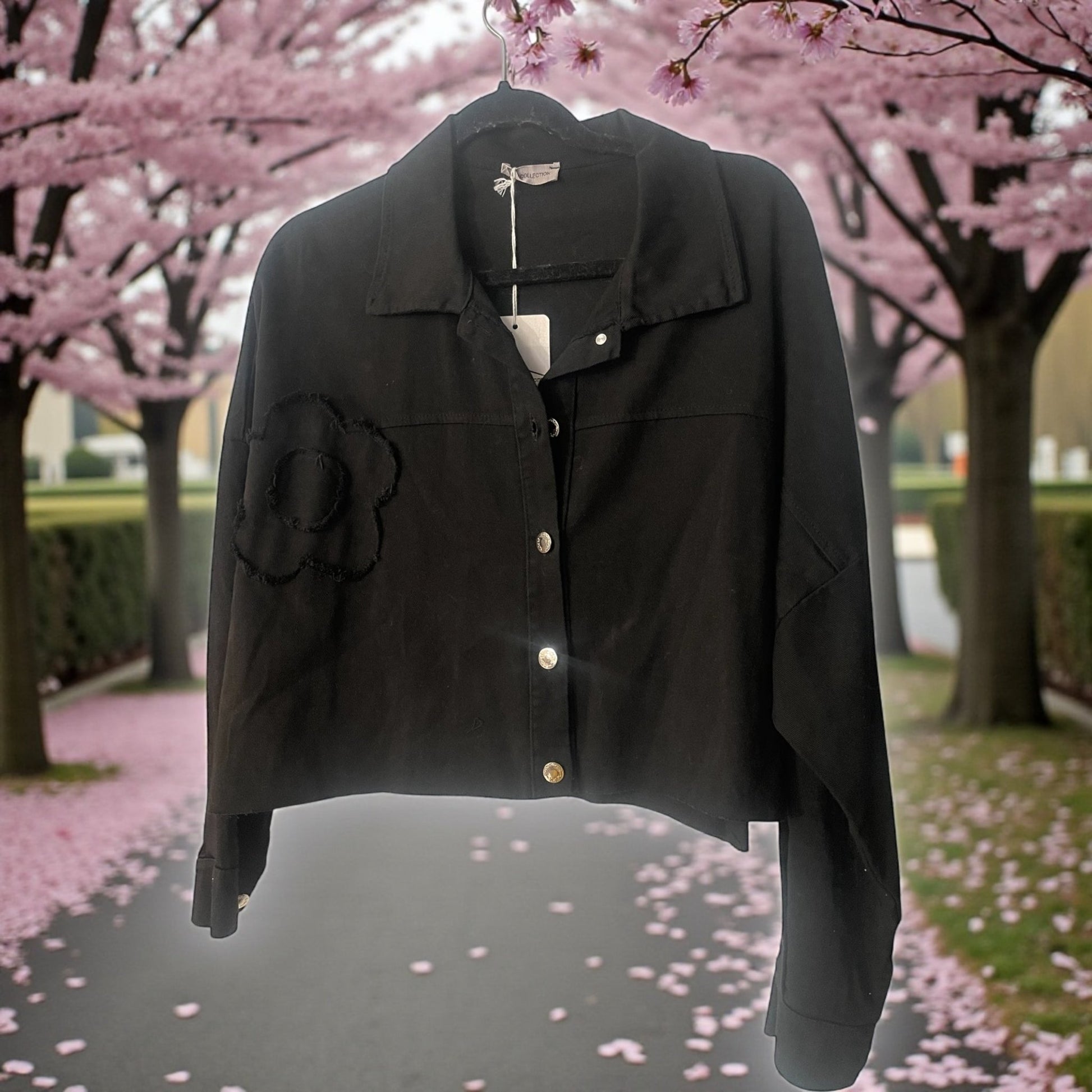 veste jeans courte bord brut - L'autre mode