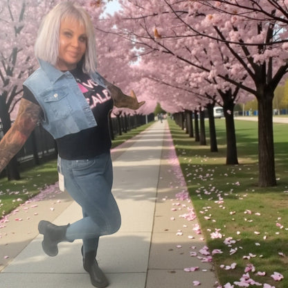 veste jeans courte sans manche - L'autre mode